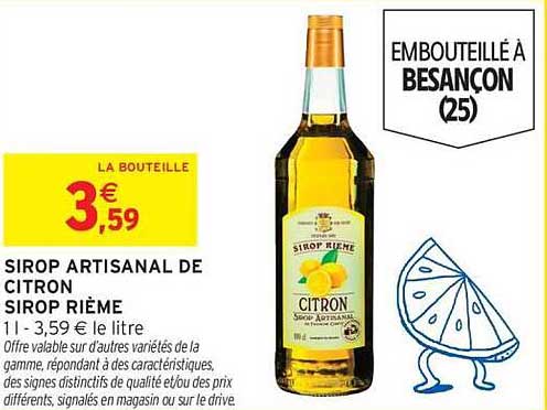 SIROP ARTISANAL DE CITRON SIROP RIEME