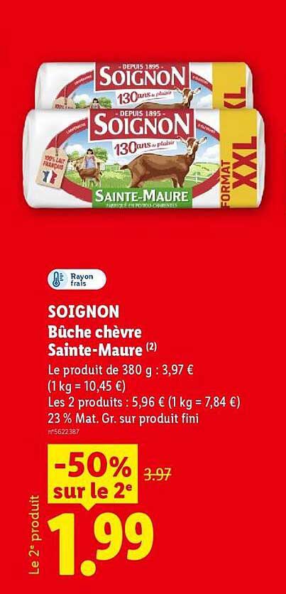 SOIGNON Bûche chèvre Sainte-Maure