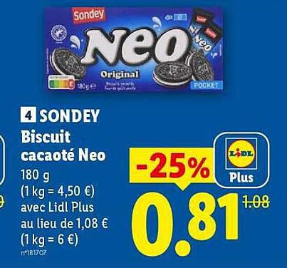SONDEY Biscuit cacaté Neo 180 g