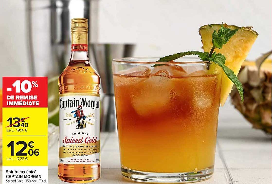 Spiritueux épicé CAPTAIN MORGAN Spiced Gold, 35% vol., 70 cl