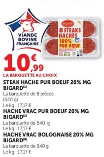 STEAK HACHE PUR BOEUF 20% MG BIGARD