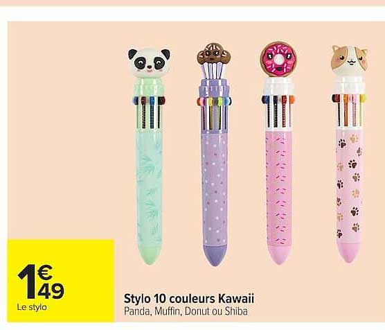 Stylo 10 couleurs Kawaii