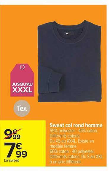 Sweat col rond homme