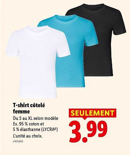 T-shirt côtelé femme
