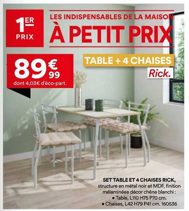TABLE + 4 CHAISES Rick.