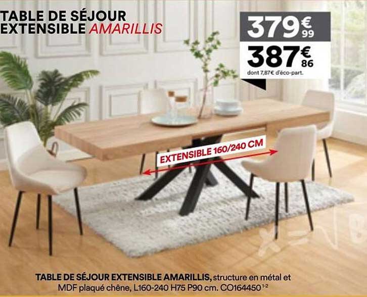 TABLE DE SÉJOUR EXTENSIBLE AMARILLIS
