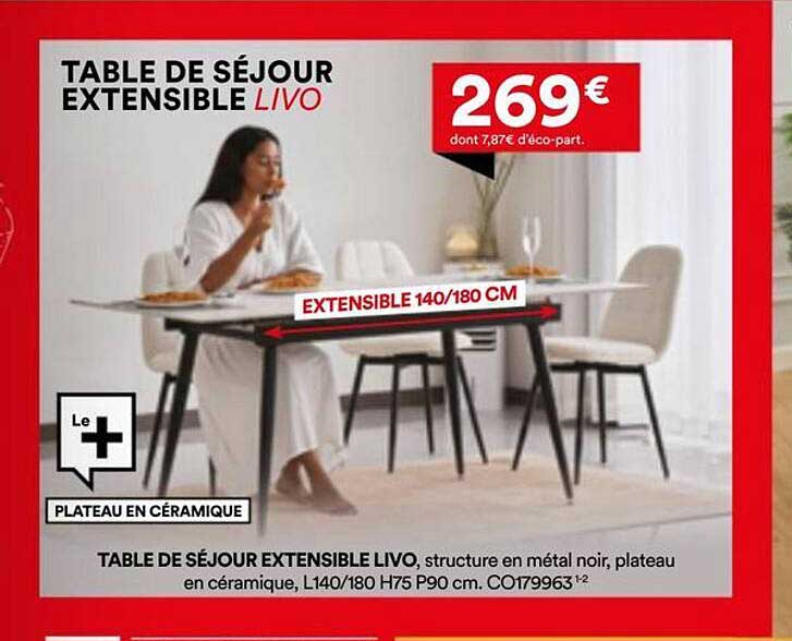 TABLE DE SÉJOUR EXTENSIBLE LIVO