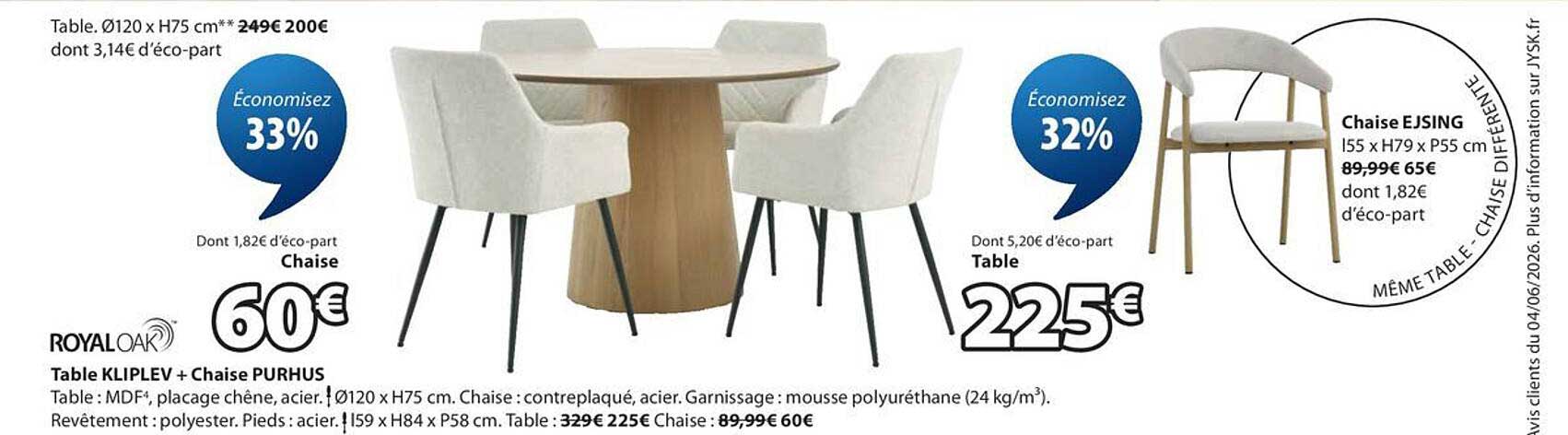 Table KLIPLEV + Chaise PURHUS