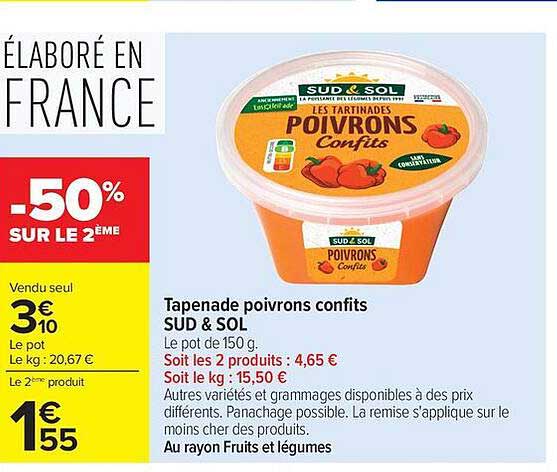 Tapenade poivrons confits SUD & SOL