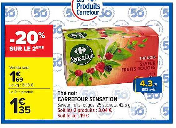 Thé noir CARREFOUR SENSATION