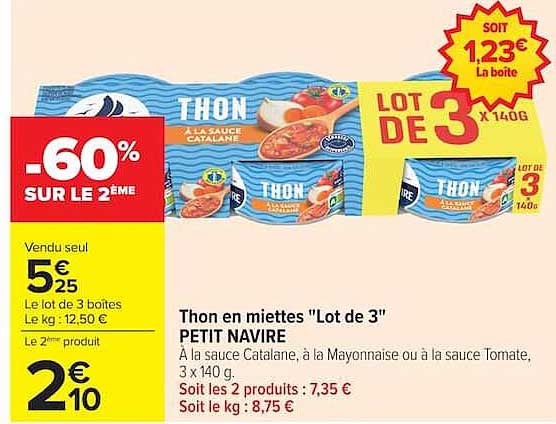 Thon en miettes "Lot de 3" PETIT NAVIRE