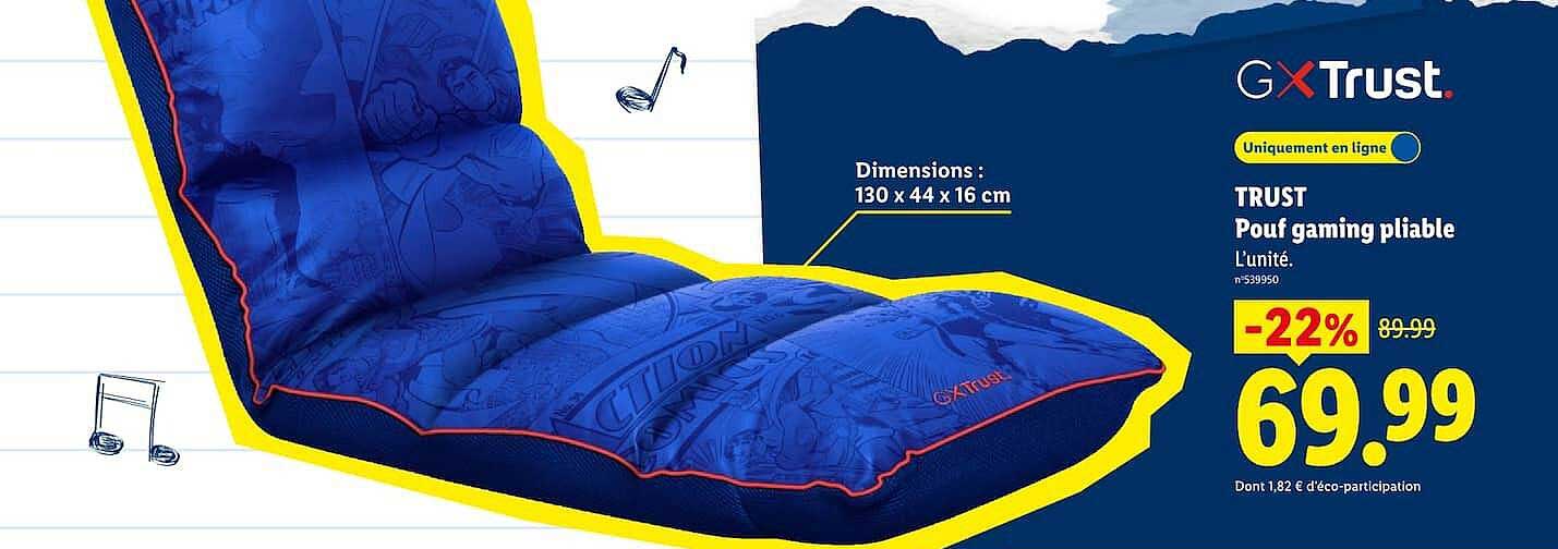 TRUST Pouf gaming pliable