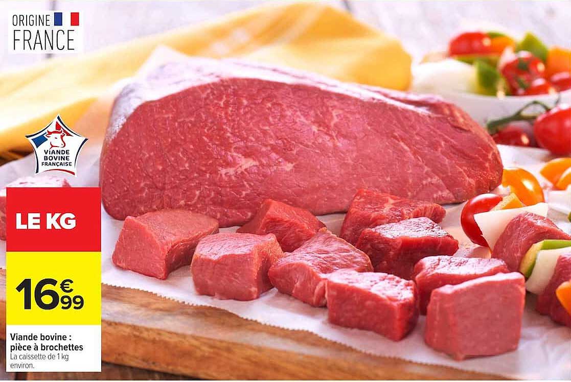 Viande bovine : pièce à brochettes