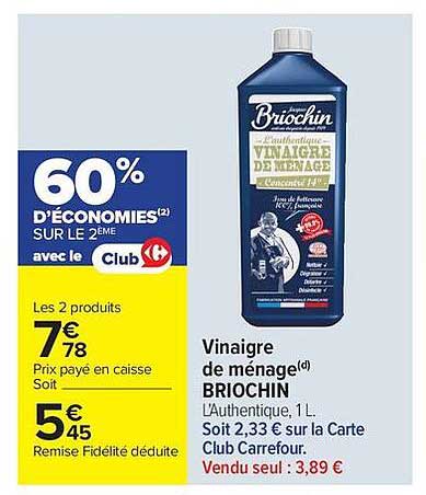 Vinaigre de ménage BRIOCHIN L'Authentique, 1 L