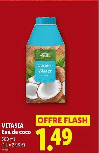 VITASIA Eau de coco 500 ml (1 L = 2,98 €)
