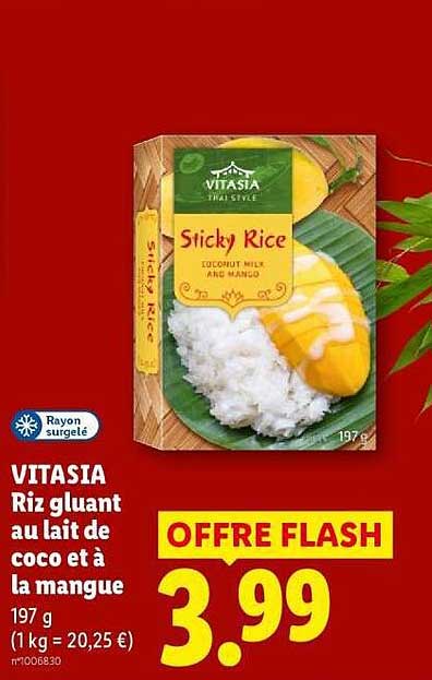 VITASIA Riz gluant au lait de coco et à la mangue 197 g (1 kg = 20,25 €) OFFRE FLASH