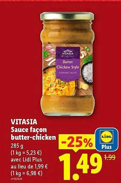 VITASIA Sauce façon butter-chicken 285 g