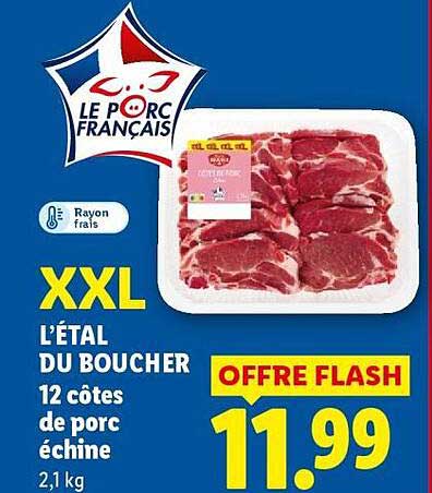XXL L'ÉTAL DU BOUCHER 12 côtes de porc échine 2,1 kg