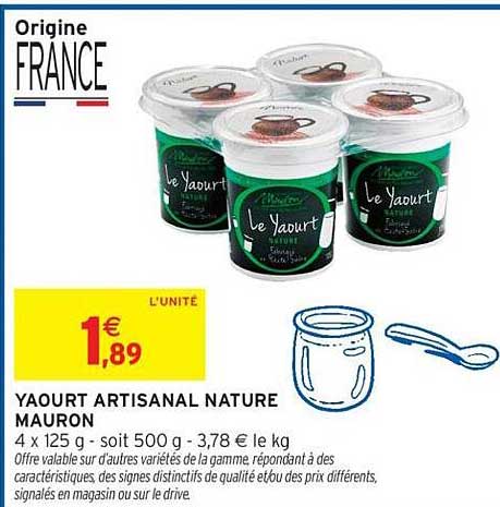 YAOURT ARTISANAL NATURE MAURON