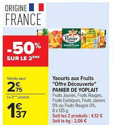 Yaourts aux Fruits "Offre Découverte" PANIER DE YOPLAIT