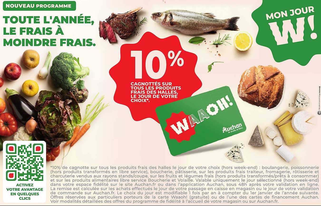 10% cagnottés sur tous les produits frais des halles, le jour de votre choix !