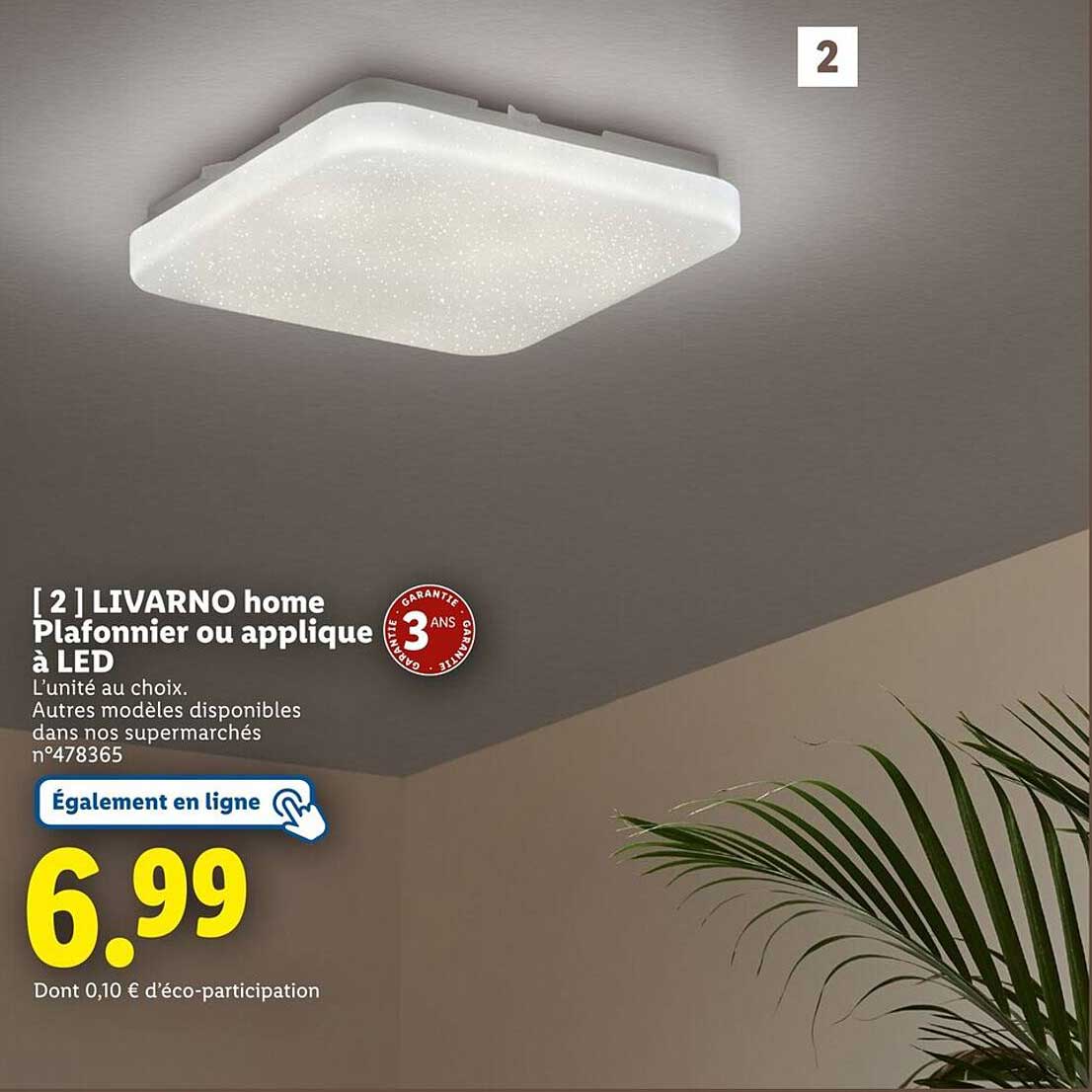 [ 2 ] LIVARNO home Plafonnier ou applique à LED