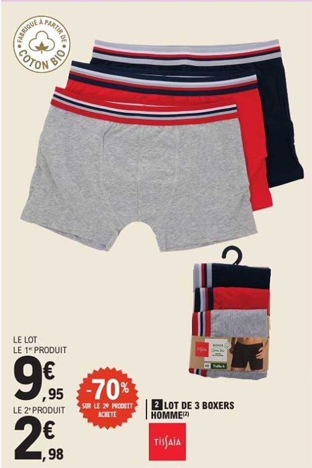 2 LOT DE 3 BOXERS HOMME