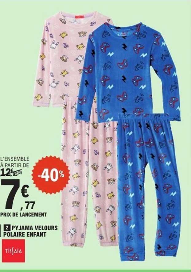 2 PYJAMA VELOURS POLAIRE ENFANT