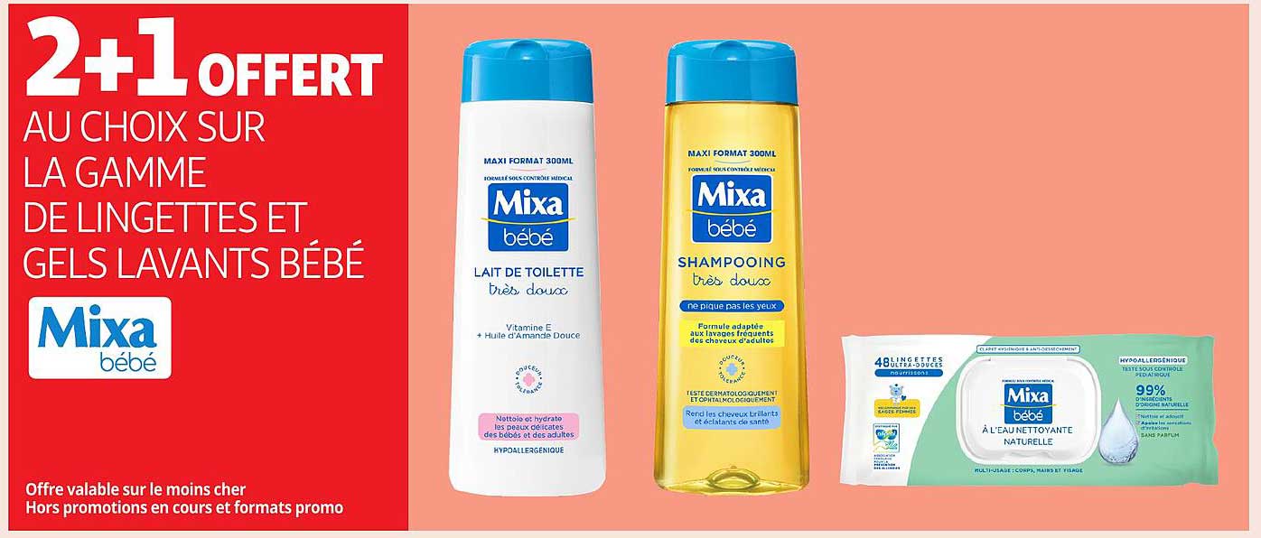2+1 OFFERT AU CHOIX SUR LA GAMME DE LINGETTES ET GELS LAVANTS BÉBÉ