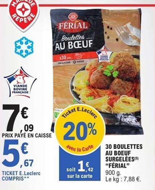 30 Boulettes au Bœuf Surgelées 'FÉRIAL'