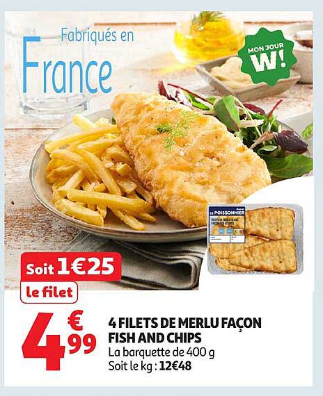 4 FILETS DE MERLU FAÇON FISH AND CHIPS