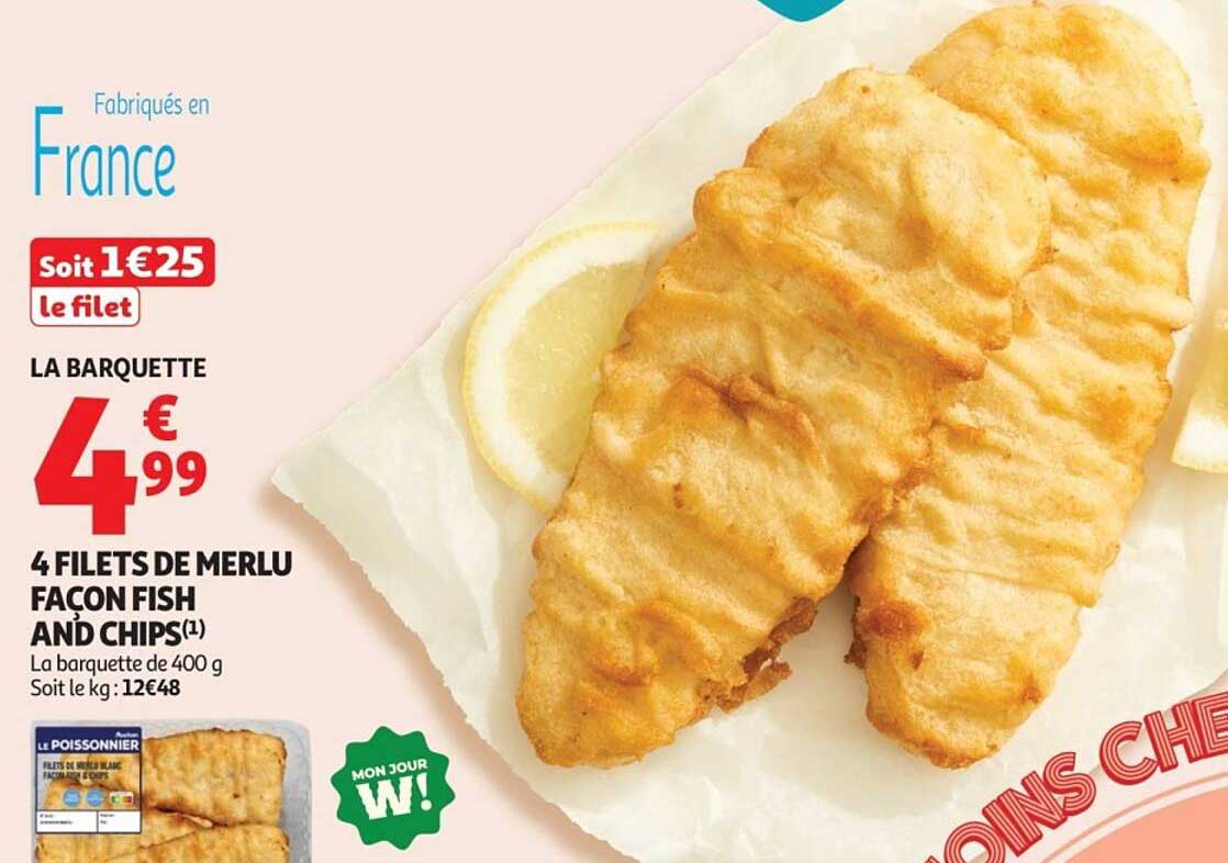 4 FILETS DE MERLU FAÇON FISH AND CHIPS