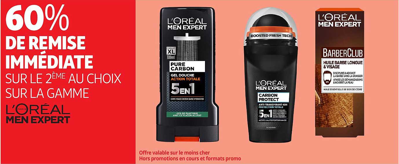 60% DE REMISE IMMEDIATE SUR LE 2ème AU CHOIX SUR LA GAMME L'ORÉAL MEN EXPERT