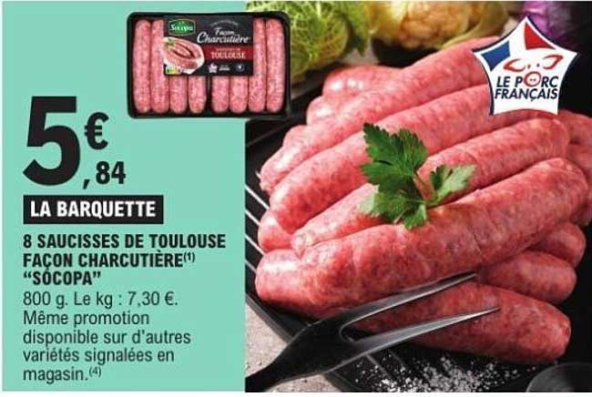 8 Saucisses de Toulouse Façon Charcutière "Socopa"