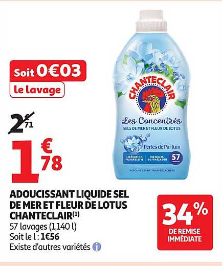 ADOUSSICANT LIQUIDE SEL DE MER ET FLEUR DE LOTUS CHANTECLOIR