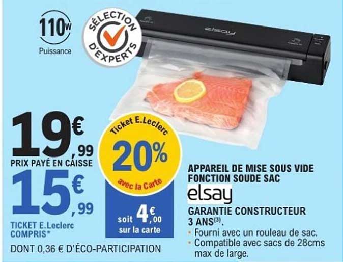 APPAREIL DE MISE SOUS VIDE FONCTION SOUDE SAC
