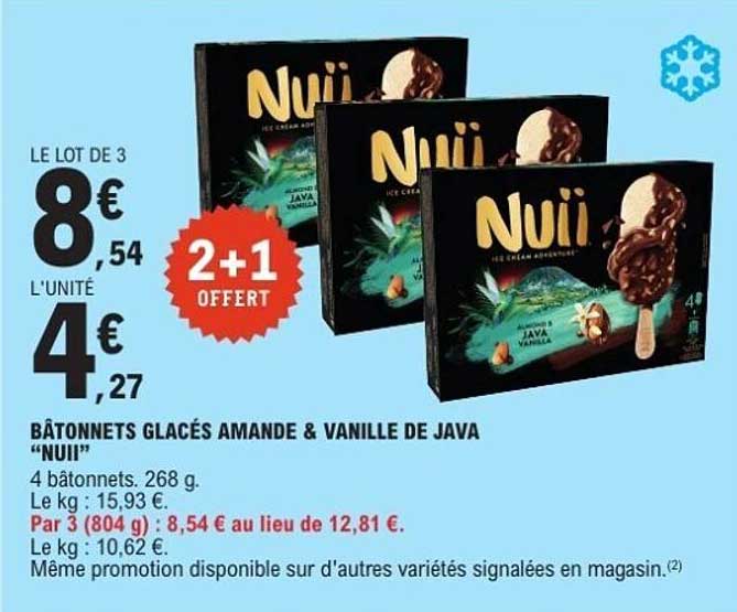 BÂTONNETS GLACÉS AMANDE & VANILLE DE JAVA “NUII”