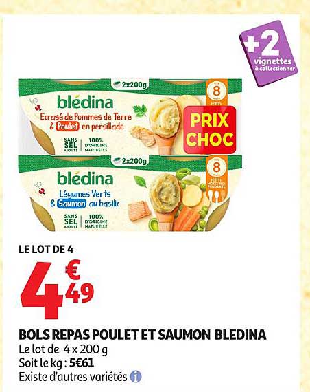 BOLS REPAS POULET ET SAUMON BLEDINA