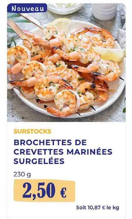 BROCHETTES DE CREVETTES MARINÉES SURGELÉES