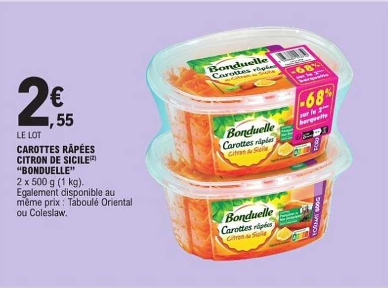 CAROTTES RÂPÉES CITRON DE SICILE 'BONDUELLE'