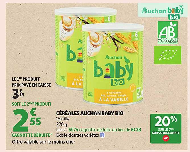 CÉRÉALES AUCHAN BABY BIO