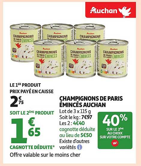 Champignons de Paris Émincés Auchan