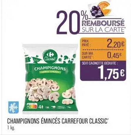 CHAMPIGNONS ÉMINCÉS CARREFOUR CLASSIC'