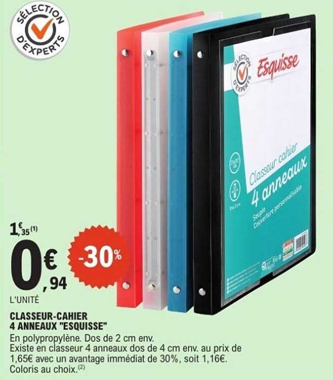 CLASSEUR-CAHIER 4 ANNEAUX "ESQUISSE"