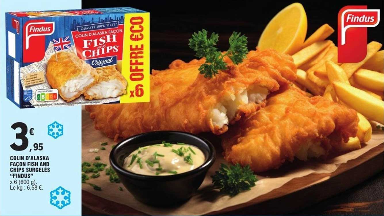 COLIN D’ALASKA FAÇON FISH AND CHIPS SURGELÉS “FINDUS”