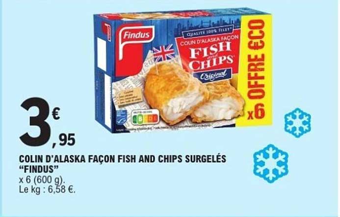 COLIN D'ALASKA FAÇON FISH AND CHIPS SURGELÉS "FINDUS"