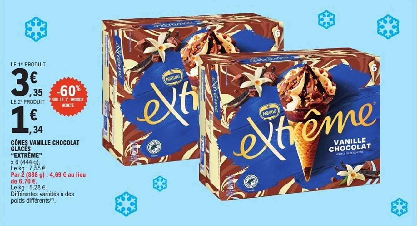 Cônes Vanille Chocolat Glacés “Extrême”