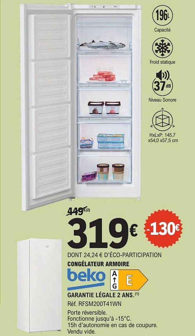 CONGÉLATEUR ARMOIRE BEKO