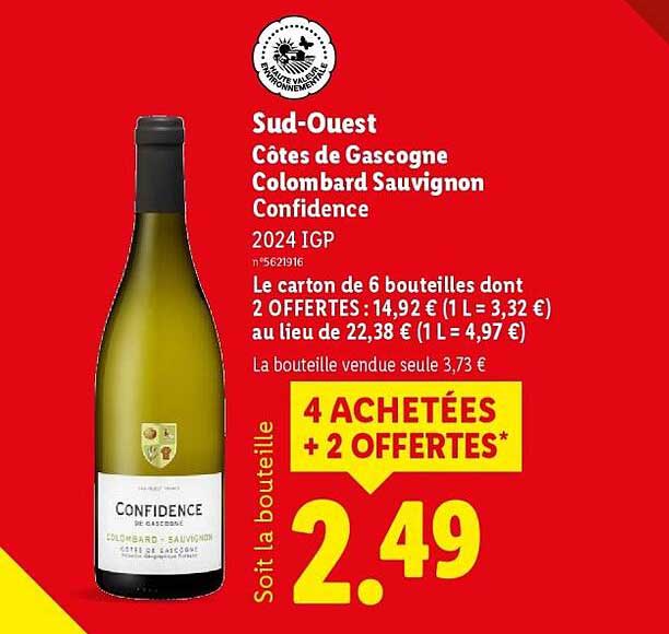 Côtes de Gascogne Colombard Sauvignon Confidence