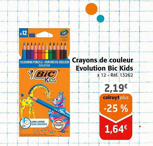 Crayons de couleur Evolution Bic Kids